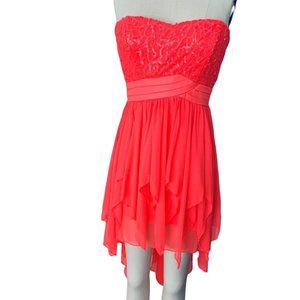 NEW Sequin Dress Coral Pink Fuchsia Flowy Chiffon/Prom/Wedding/Events/Size 3 US